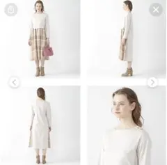 ブルーレーベルクレストブリッジ ノバチェック 長袖 ドッキングワンピース フレア