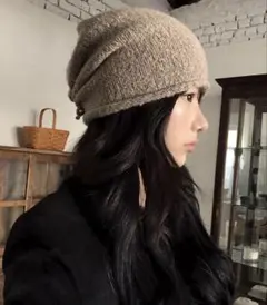 【sona】韓国サイト ウールシャーリングビーニー ブラウン