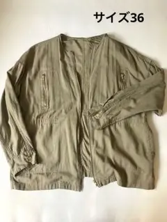 MACPHEE ノーカラージャケット オリーブ