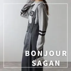 "新品・タグ付"ハイウエストワイドサロペット/BONJOUR SAGAN