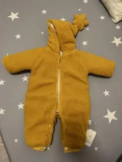 キイロ帽子付きジャンプスーツ　ベビー　冬 73cm
