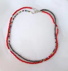 No.84 ビーズネックレス　ハンドメイド　重ね付け2個セット カジュアル