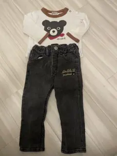 double.B クマプリント パンツセット80.90センチ