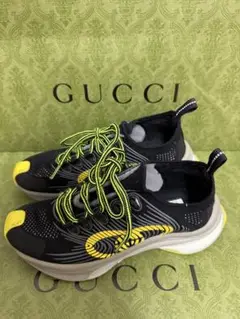 (緊急値下げ、最終価額) GUCCI メッシュスニーカー ブラック/イエロー