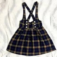 レディース チェック 紺 ブラウン ベージュ ジャンパースカート ジャンスカ