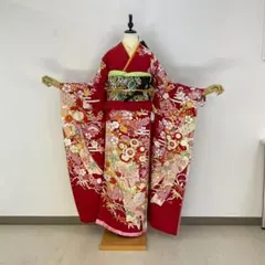 正絹お振袖　新品未仕立て品　サイズ自由　赤　古典　お仕立て付き