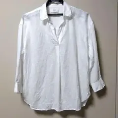 ユニクロ プレミアムリネンスキッパーシャツ 7分袖