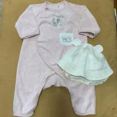 ベビーミニー　ロンパース　ディズニー　帽子　セット　ベビー　クマ　ピンク　新生児