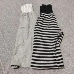 西松屋　腹巻付きパンツ 2枚セット グレー 　ボーダー 家着