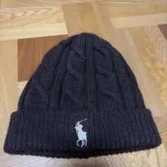 ポロ刺繍ダークブラウンビーニー