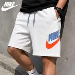 NIKE スウェットハーフパンツ M 白 ビッグロゴ AR2376 ストリートのサムネイル