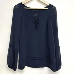 UNTITLED アンタイトル　シースルー ブラウス　長袖　ネイビーのサムネイル