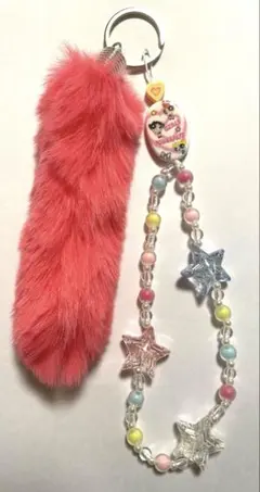★パワーパフガールズ ハンドメイド　ファーチャーム　携帯ストラップ　キーホルダー