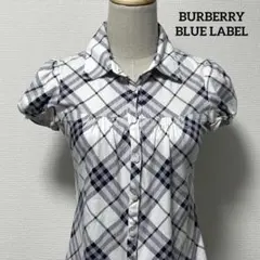 バーバリーブルーレーベル チェック ブラウス 38 パフスリーブ Y2K