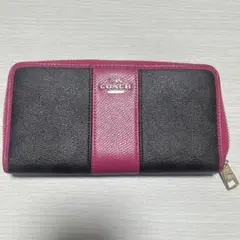 COACH ブラック/ピンク 長財布
