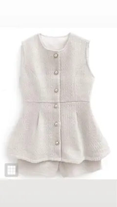 pm479フリージアツイードベスト×ショートパンツセットアップ ツイード