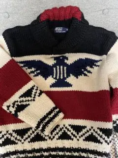 ラルフローレン カウチンニット 90sビンテージ サンダーバード LL 手編み