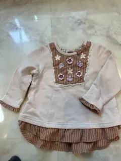 長袖カットソー 80cm 花刺繍付き