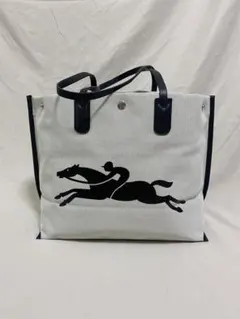 LONGCHAMP トートバッグ キャンバス 白　大容量のサムネイル