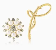 PLST プラステ ビジューコンビフェイクパールブローチセット