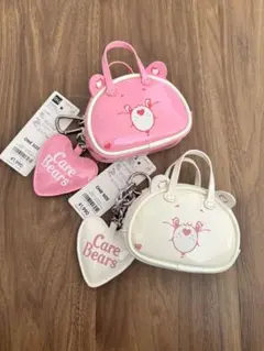 ケアベア　GU キーホルダー　ポーチ　白とピンク