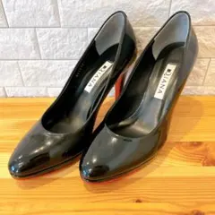DIANA ハイヒール レッドソール エナメル ブラック ポインテッドトゥ