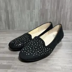 UNREEF 黒 スエード ラインストーン フラット シューズ 24 美品