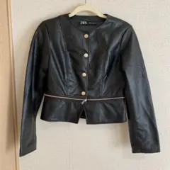 【美品】ZARA レザージャケット ブラック Mのサムネイル