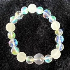 ルナフラッシュ×スターローズクォーツ ブレスレット／オーロラ／透明感アクセ