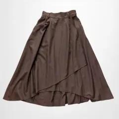 アースミュージックアンドエコロジー ラップ風ロングフレアスカート アシンメトリー