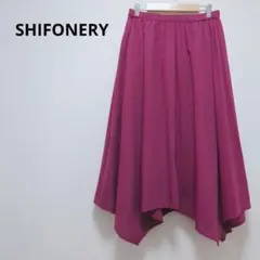 1617　シフォネリ　サイドロングヘム　フレアスカート　ウエストゴム　パープル