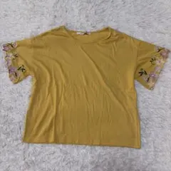 RAY CASSIN FAVORI 花柄刺繍 半袖カットソー 黄色F ショート丈のサムネイル