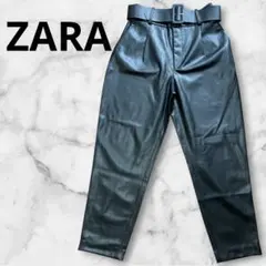 美品 ZARA フェイクレザーパンツ M 黒