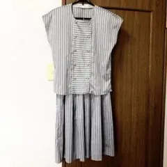 レディース ブラウス スーツ上下セットアップ 9号 シルバー ビンテージ古着