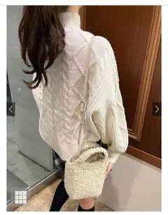 グレイル　 ケーブル編み スリットヘムニットトップス