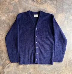 ヴィンテージ モヘヤ混 カーディガン 刺繍 アイルランド製 ハンドニット レトロ DIAVEL ニット セーター 「限定カラー」金木犀刺繍モヘア風