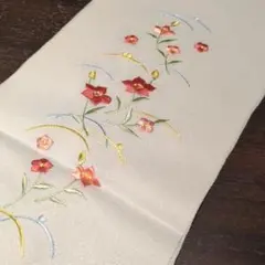 花柄刺繍 半襟 白