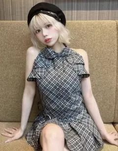 エムミーエメ Sleeve halter check mini onepiece - メルカリ