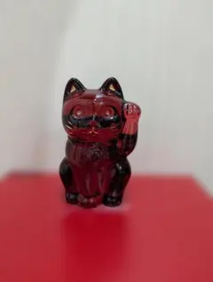 【レア】Baccarat バカラ 招き猫 レッド クリスタル 置物のサムネイル