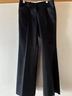 ■自由区　ブラックセンタープレスワイドストレート パンツ　38