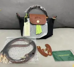 新品未使用 LONGCHAMP ショルダーバッグ ブラック/ブラウンXS