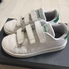 adidas キッズシューズ ホワイト/グリーン 19cm