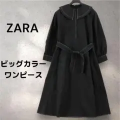 ZARA ザラ セーラーカラー ビッグカラー シャツロング ワンピース M