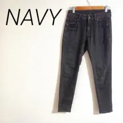 NAVY ブラック　ハイウエスト スキニージーンズ　M ウエストゴムなし