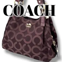 COACH コーチ　ハンドバッグ 　ワンショ　オプアート　ブラウン　14305