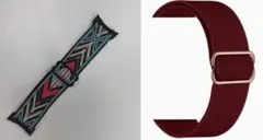 新品　Apple Watch４４用バンド　2点セット（幾何学模様・ワインレッド）