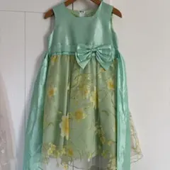 Catherine cottageリボン付き緑色花柄ドレス