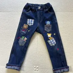 ミキハウスプッチーくんデニムパンツ100音楽