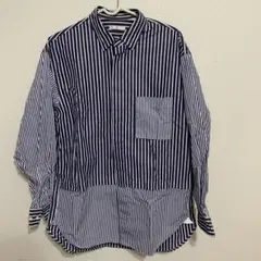 +J ネイビー/ホワイトストライプ 長袖シャツ