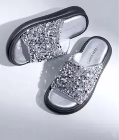 即購入× スパンコール 厚底 スライドサンダル